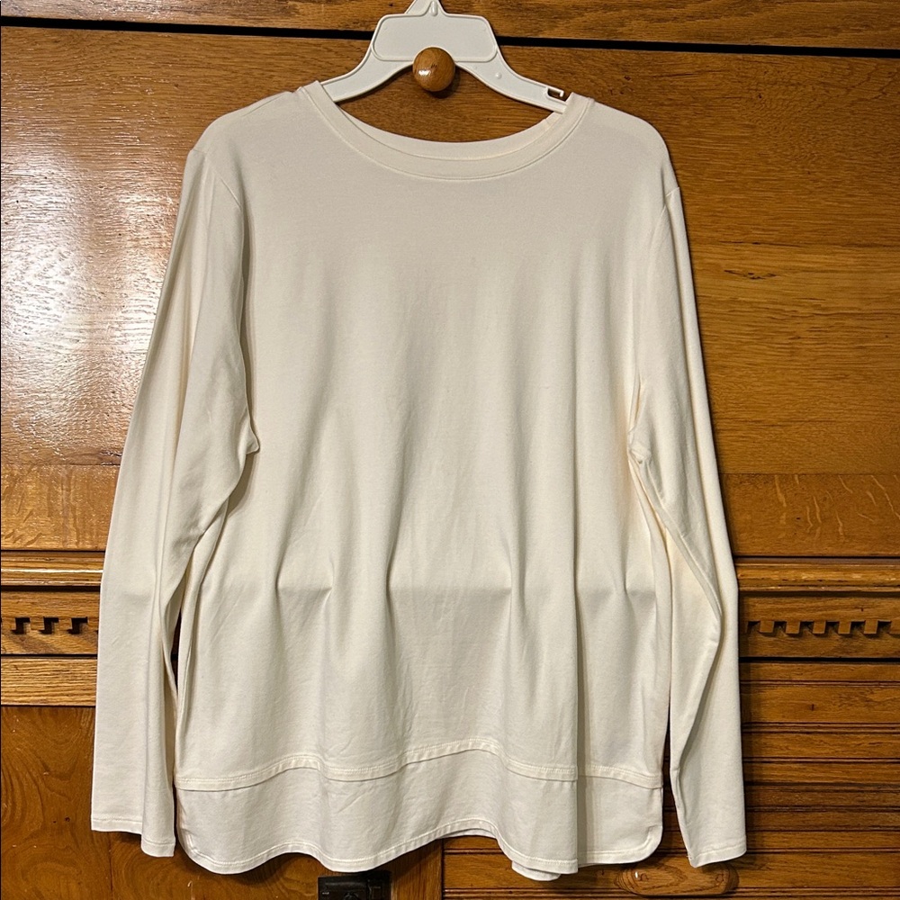 Isaac Mizrahi Live Long Sleeve Tunic Shirt Relaxed Crew Neck Minimalist Classic